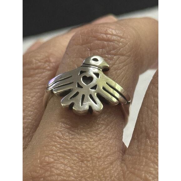HTF James Avery Retired Sterling Silver RAIN DOVE Thunderbird Ring Size 8 MINT - Picture 3 of 7